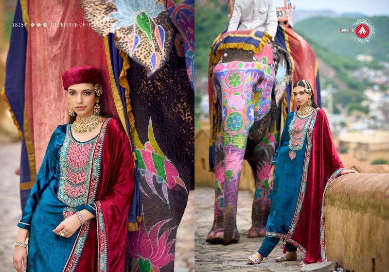 Triple Aaa Iconblast Viscose Velvet Work Designer Salwar Kameez