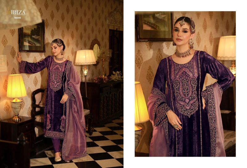 Ibiza Seerat Viscose Velvet Embroidery Work Designer Salwar Kameez Suits