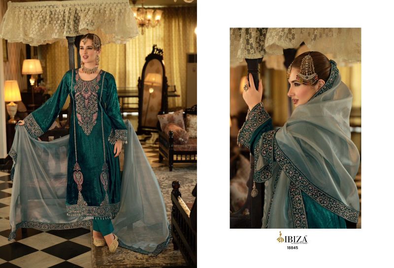 Ibiza Seerat Viscose Velvet Embroidery Work Designer Salwar Kameez Suits