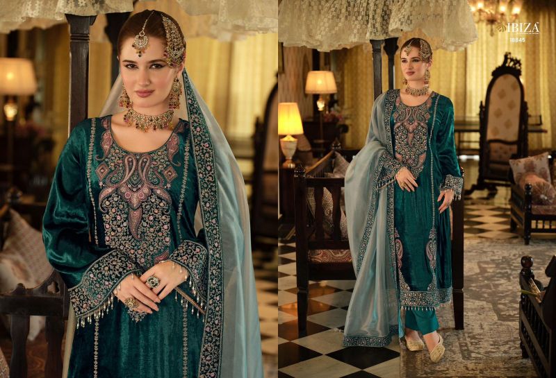 Ibiza Seerat Viscose Velvet Embroidery Work Designer Salwar Kameez Suits