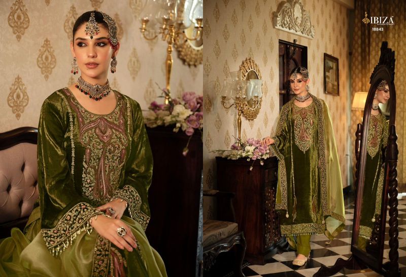Ibiza Seerat Viscose Velvet Embroidery Work Designer Salwar Kameez Suits