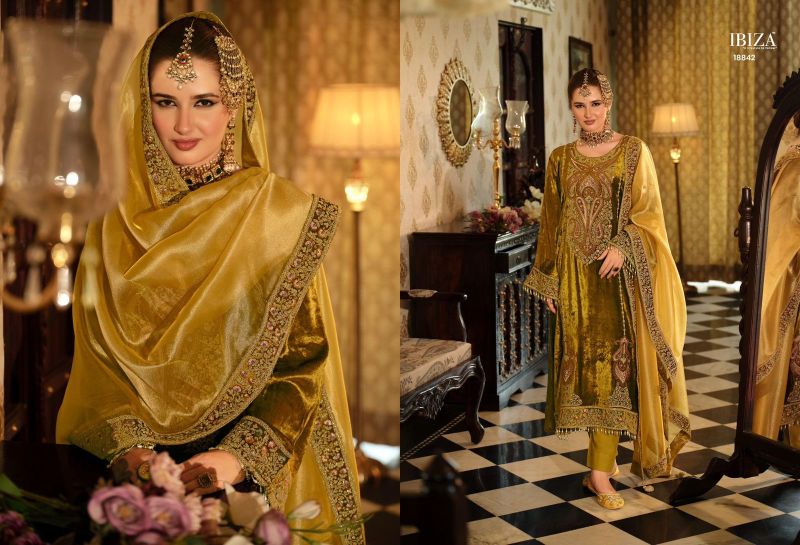 Ibiza Seerat Viscose Velvet Embroidery Work Designer Salwar Kameez Suits