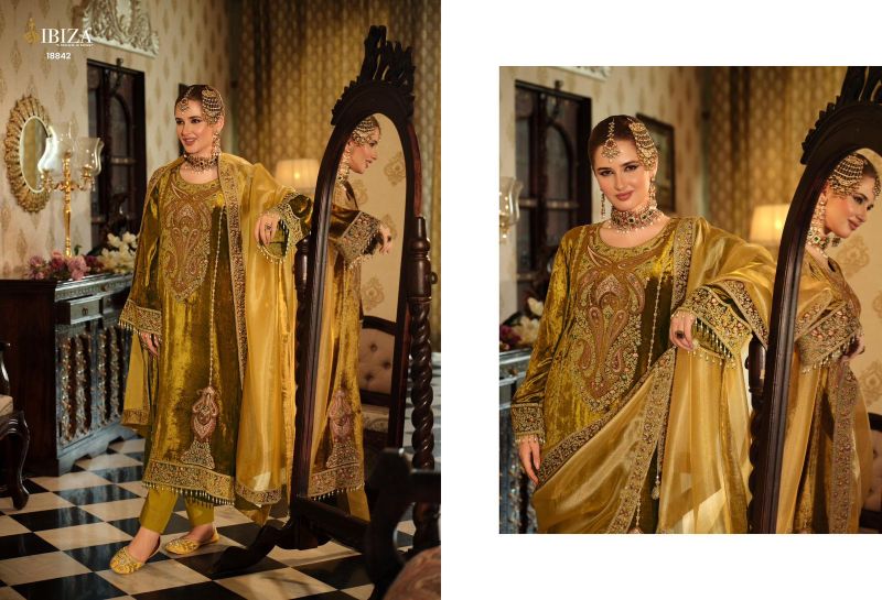 Ibiza Seerat Viscose Velvet Embroidery Work Designer Salwar Kameez Suits