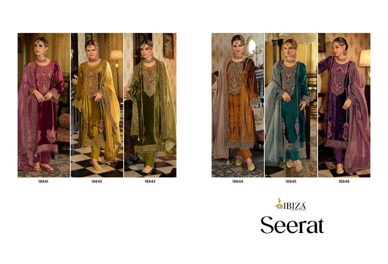 Ibiza Seerat Viscose Velvet Embroidery Work Designer Salwar Kameez Suits