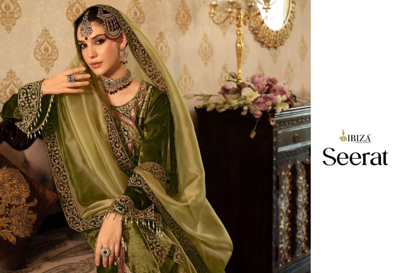 Ibiza Seerat Viscose Velvet Embroidery Work Designer Salwar Kameez Suits
