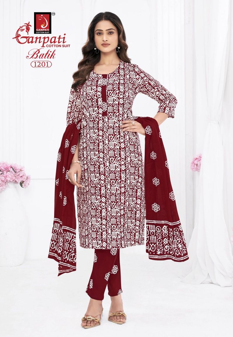 Ganpati Batik Vol 12 Readymade Pure Cotton Batik Printed Kurti Set Collection