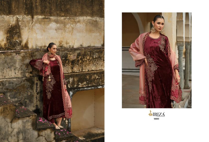 Ibiza Attar Viscose Velvet Embroidery Work Salwar Kameez Collection