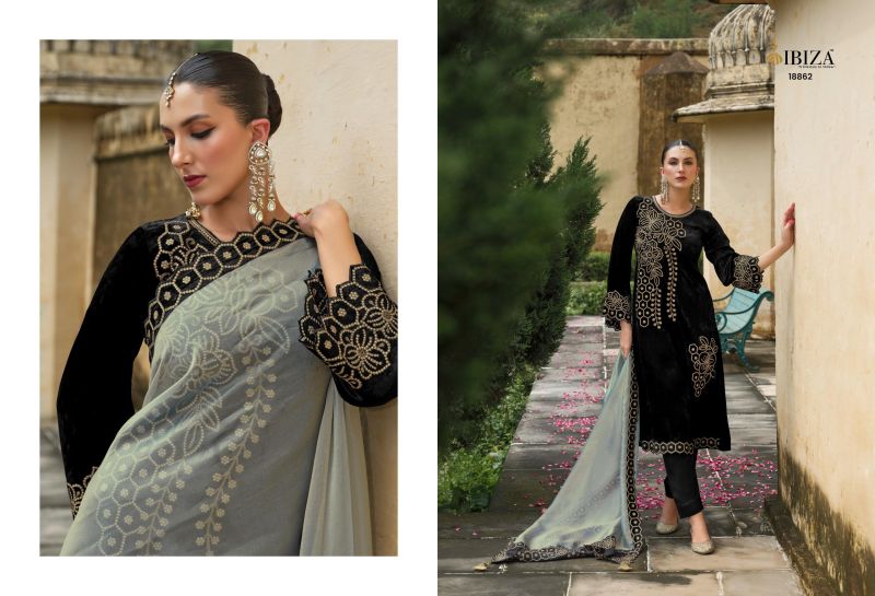 Ibiza Attar Viscose Velvet Embroidery Work Salwar Kameez Collection