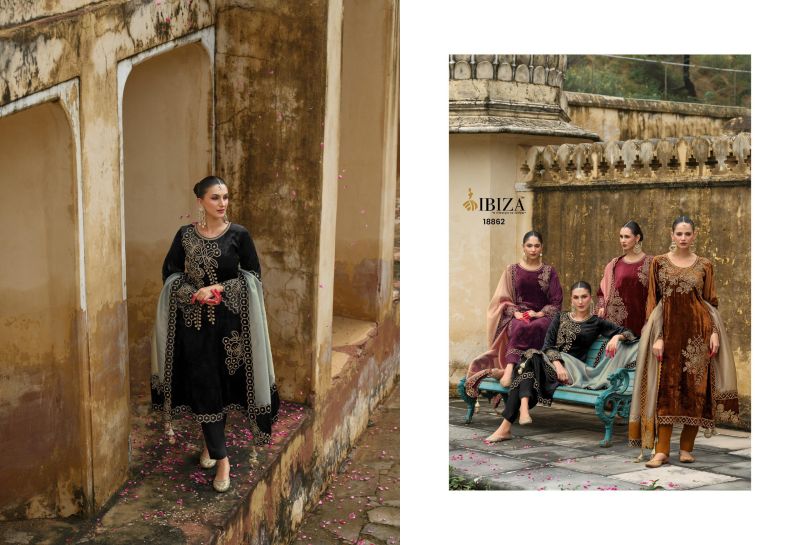 Ibiza Attar Viscose Velvet Embroidery Work Salwar Kameez Collection