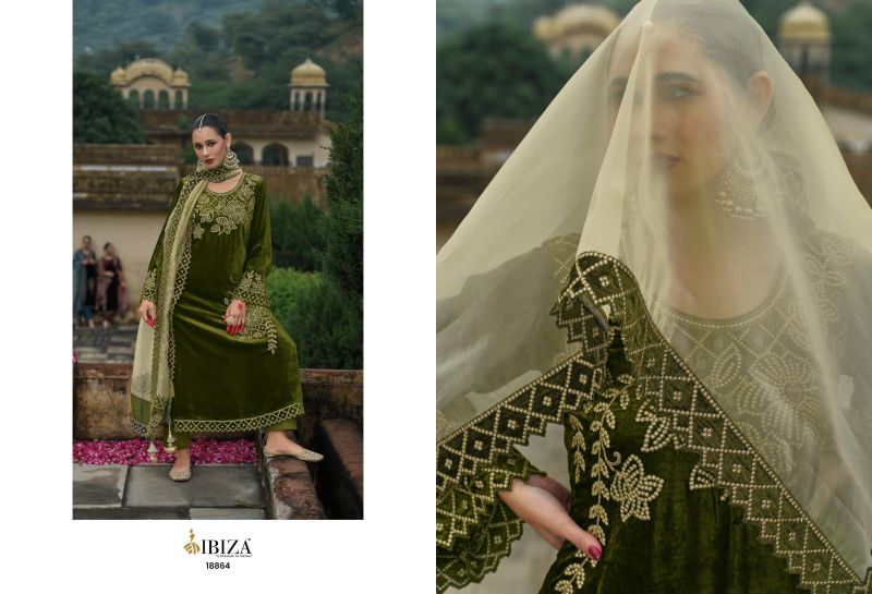 Ibiza Attar Viscose Velvet Embroidery Work Salwar Kameez Collection