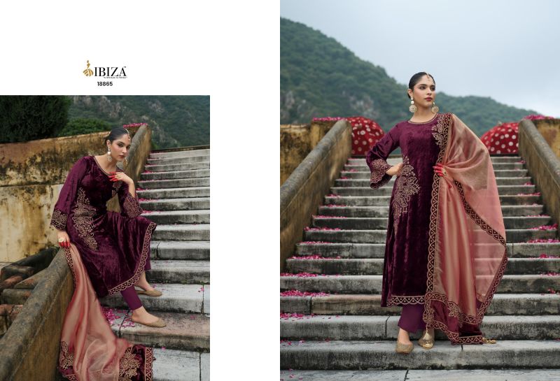 Ibiza Attar Viscose Velvet Embroidery Work Salwar Kameez Collection