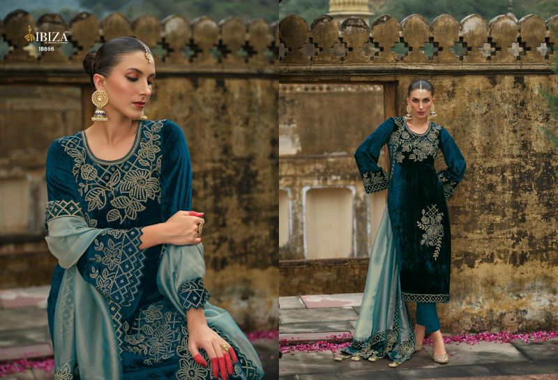 Ibiza Attar Viscose Velvet Embroidery Work Salwar Kameez Collection