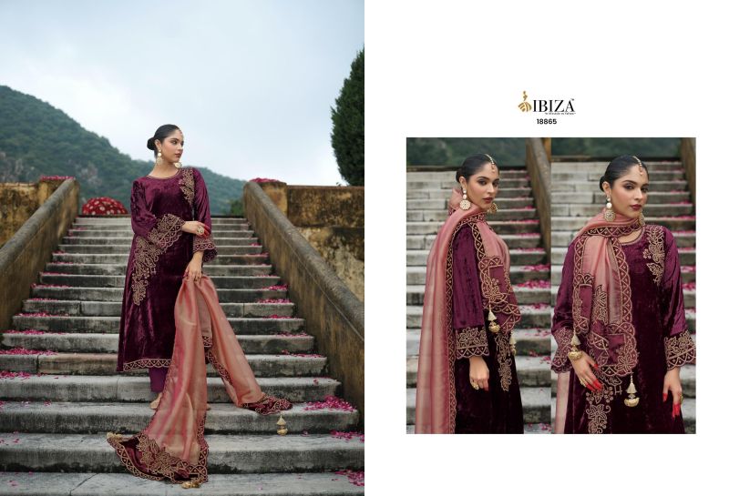 Ibiza Attar Viscose Velvet Embroidery Work Salwar Kameez Collection