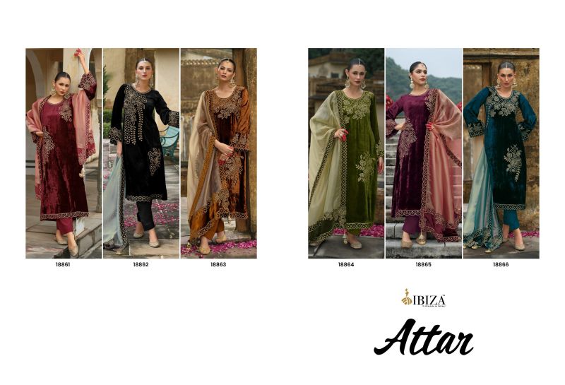 Ibiza Attar Viscose Velvet Embroidery Work Salwar Kameez Collection