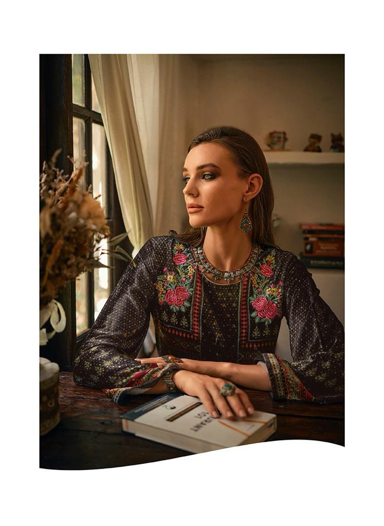 Aiqa The New Vintage Velvet Digital Print Fancy Work Salwar Kameez Suits