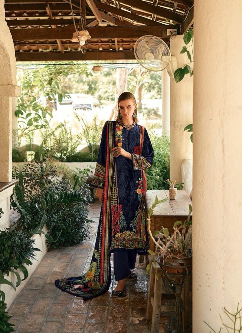 Aiqa The New Vintage Velvet Digital Print Fancy Work Salwar Kameez Suits