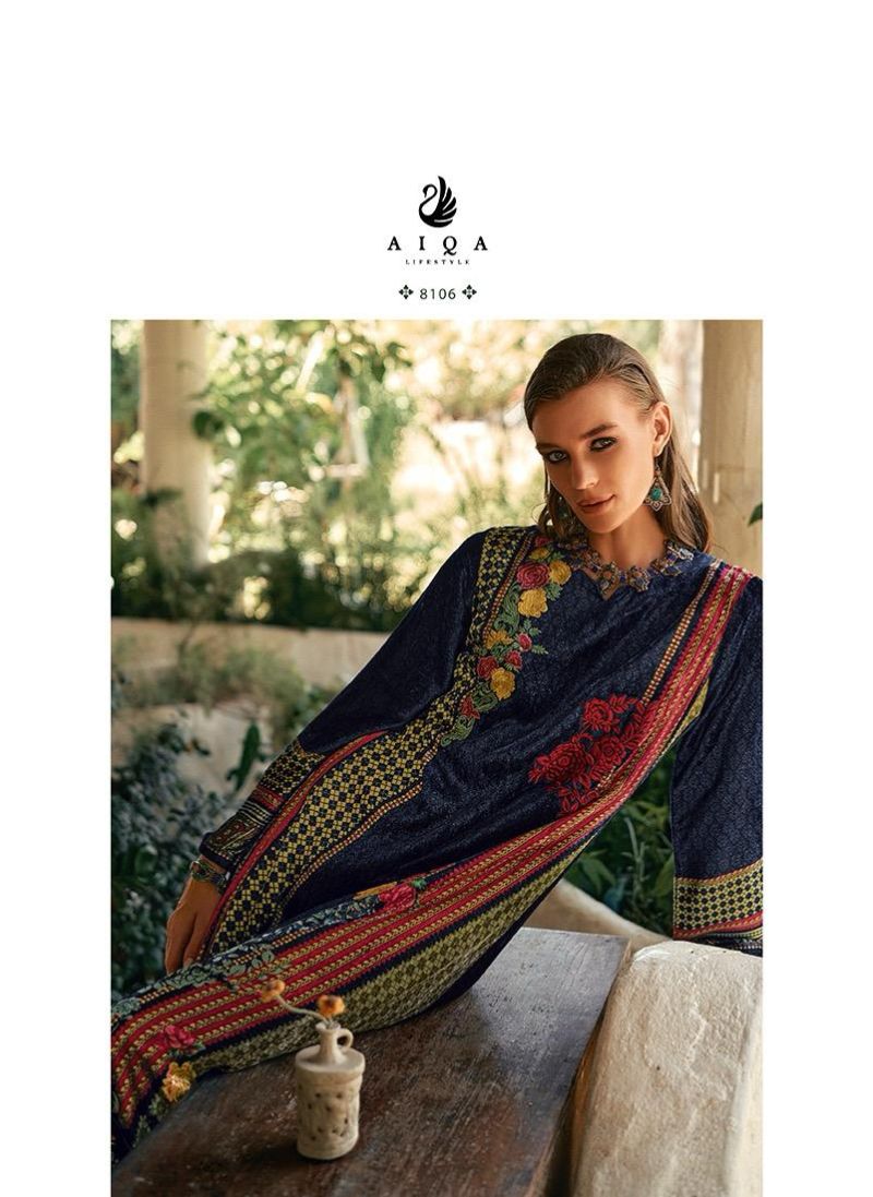 Aiqa The New Vintage Velvet Digital Print Fancy Work Salwar Kameez Suits