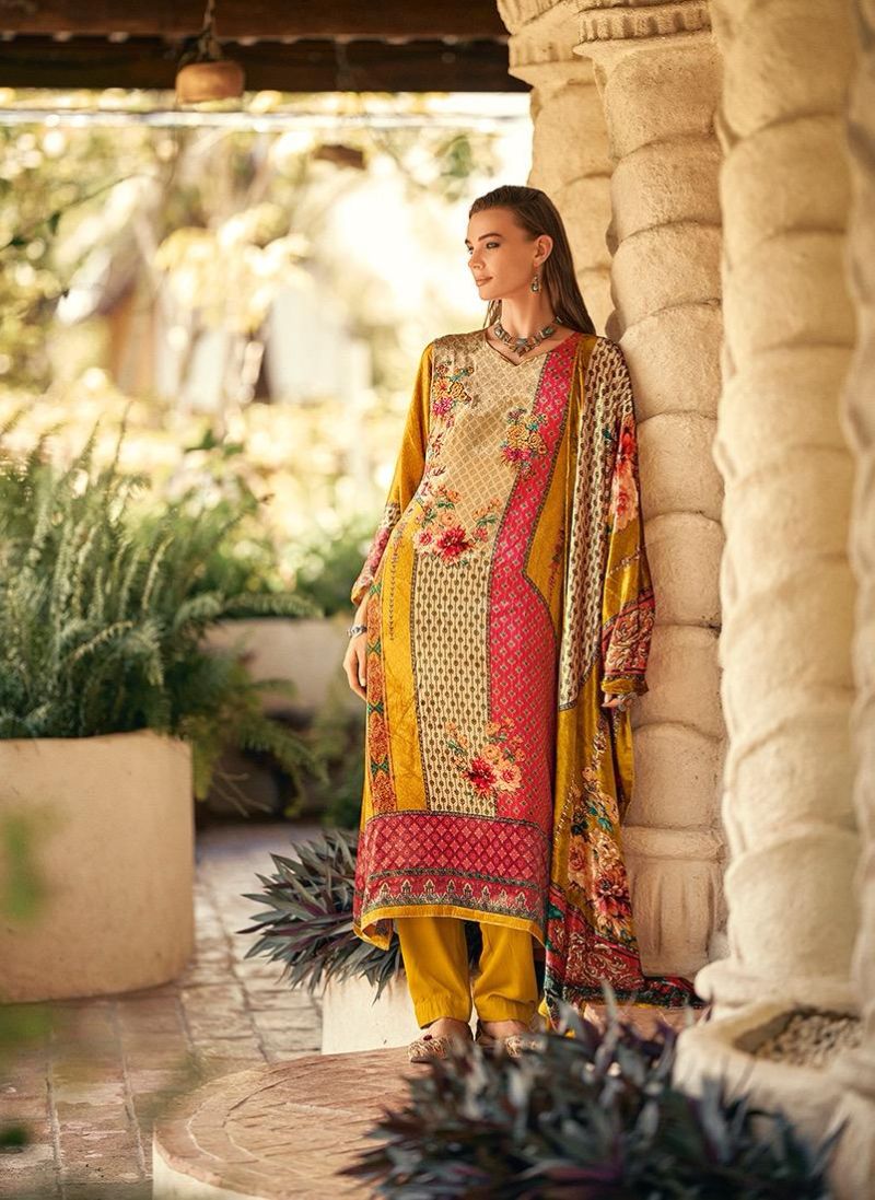 Aiqa The New Vintage Velvet Digital Print Fancy Work Salwar Kameez Suits