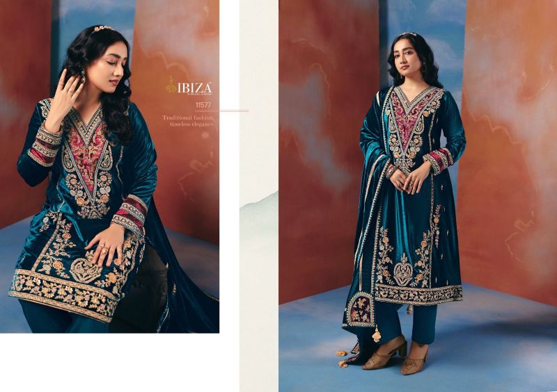 Ibiza Taamasi Viscose Velvet Embroidery Designer Salwar Kameez Collection