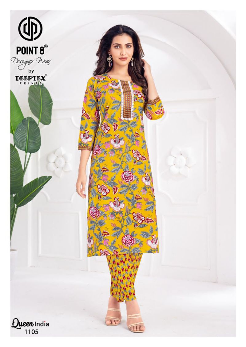 Deeptex Queen India Vol 11 Readymade Cotton Printed Kurti With Pant