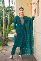 Ossm Gungun Vol 2 Viscose Vetican Silk Work Kurti Pant And Dupatta