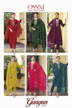 Ossm Gungun Vol 2 Viscose Vetican Silk Work Kurti Pant And Dupatta
