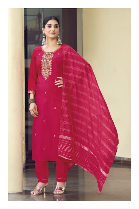 Ossm Gungun Vol 2 Viscose Vetican Silk Work Kurti Pant And Dupatta