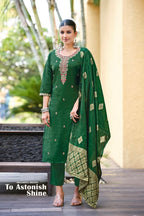Ossm Heer Roman Silk Embroidery Work Kurti Pant And Dupatta Collection