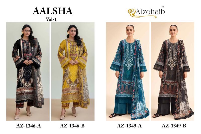 Alzohaib Aalsha Vol 1 Cotton Dupatta Cotton Work Pakistani Salwar Kameez