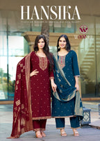 Woodee Hansika Viscose Vatican Threadwork Kurti Pant And Dupatta