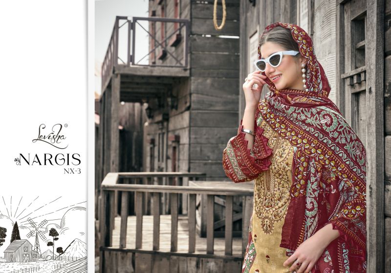 Levisha Nargis Nx Vol 3 Cemric Lawn Cotton Pakistani Dress Material