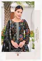 Alok Black Queen Rayon Printed Embroidery Dress Material
