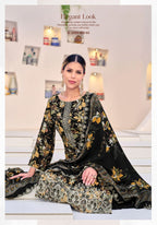 Alok Black Queen Rayon Printed Embroidery Dress Material