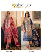 Alzohaib Az 1361 And 1362 Chiffon Dupatta Cotton Pakistani Salwar Suits