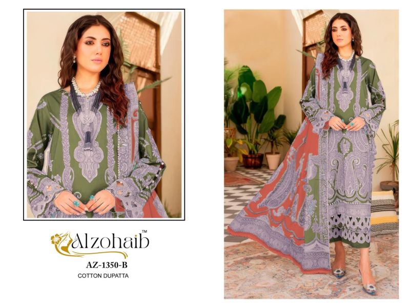Alzohaib Aaida Cotton Dupatta Cotton Work Pakistani Salwar Kameez