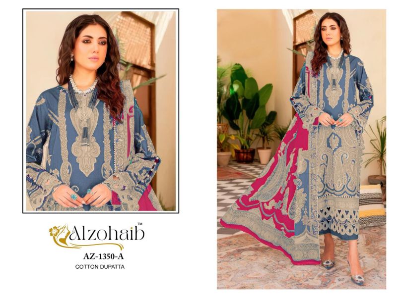Alzohaib Aaida Cotton Dupatta Cotton Work Pakistani Salwar Kameez