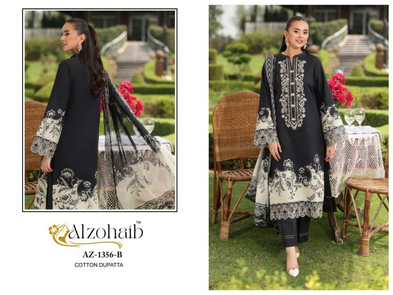 Alzohaib Aaida Cotton Dupatta Cotton Work Pakistani Salwar Kameez