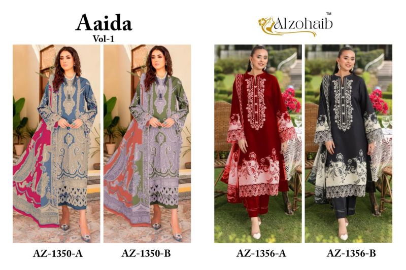 Alzohaib Aaida Cotton Dupatta Cotton Work Pakistani Salwar Kameez