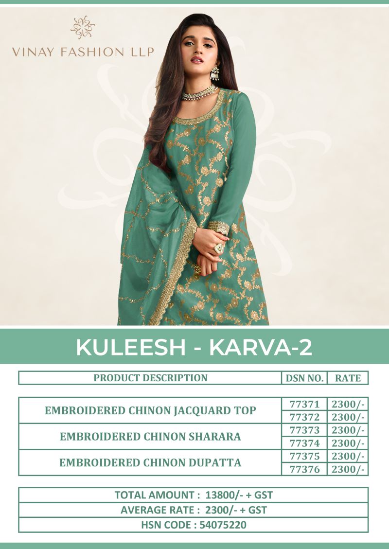 Vinay Kuleesh Karva Vol 2 Viscose Chinon Embroidered Salwar Kameez