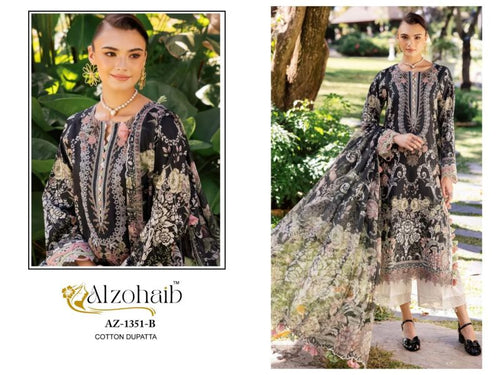 Alzohaib Humaira Vol 1 Chiffon Dupatta Cotton Work Pakistani Salwar Suits