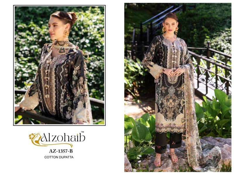 Alzohaib Humaira Vol 1 Chiffon Dupatta Cotton Work Pakistani Salwar Suits