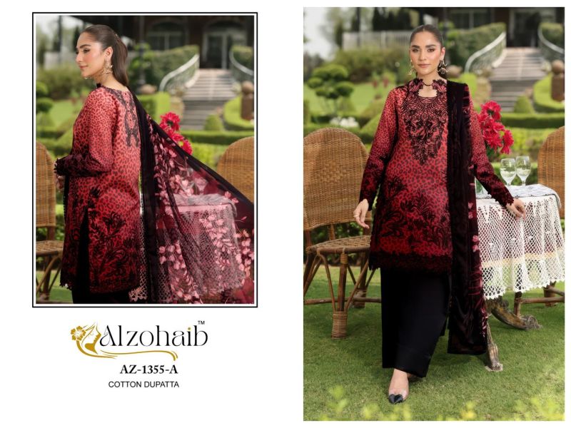 Alzohaib Aamina Vol 1 Chiffon Dupatta Cotton Work Pakistani Salwar