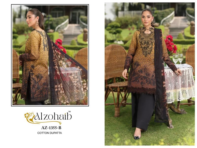 Alzohaib Aamina Vol 1 Chiffon Dupatta Cotton Work Pakistani Salwar