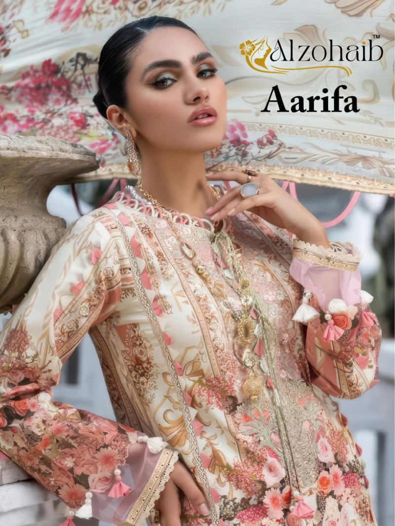 Alzohaib Aarifa Chiffon Dupatta Cotton Work Pakistani Salwar Suits