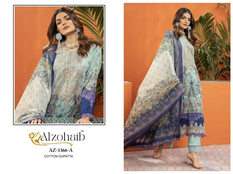 Alzohaib Aarifa Chiffon Dupatta Cotton Work Pakistani Salwar Suits