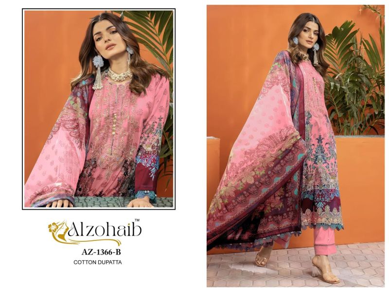Alzohaib Aarifa Chiffon Dupatta Cotton Work Pakistani Salwar Suits