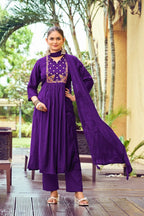 Ossm Gulmohar Mal Chanderi Embroidery Kurti Pant And Dupatta