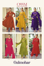 Ossm Gulmohar Mal Chanderi Embroidery Kurti Pant And Dupatta