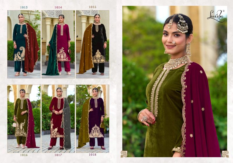 Levisha Aarushi Velvet Designer Embroidery Dress Material Collection