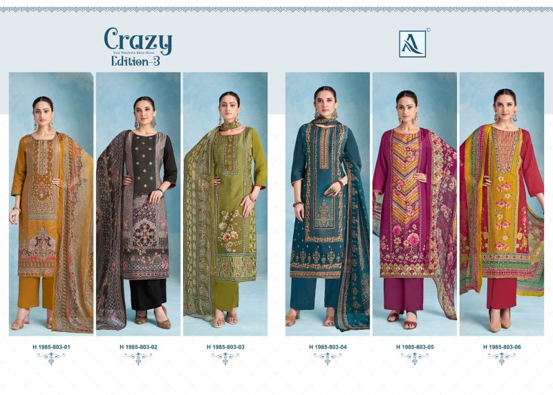Alok Crazy Edition 3 Viscose Maslin Designer Work Dress Material